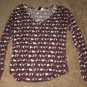 Urban Outfitters Long Sleeve Panda Thermal Tee